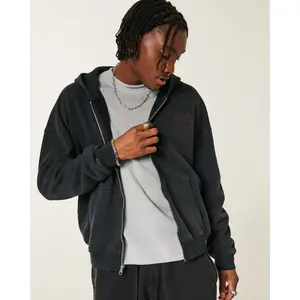 Hollister Feel Good Boxy Zip-Up Graphic Hoodie