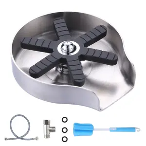 WOWOW 4-in. Water-Saving Stainless Steel Glass Rinser Cup Washer & Cup Sprayer, with Silicone Blade and Supply Lines, for Kitchen Sinks (Brushed Nickel),summervibes