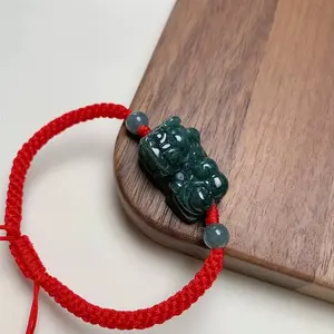Natural jade jade brave jade red rope bracelet bracelet rope rope hand-woven male and female couple models string