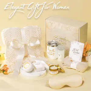 Gift Basket for Women, Spa Self Care Set with Blanket & Candle, Perfect Gifts for Mom, Wife, Sister, Mother’s Day, Birthday, Get Well Soon, Anniversary