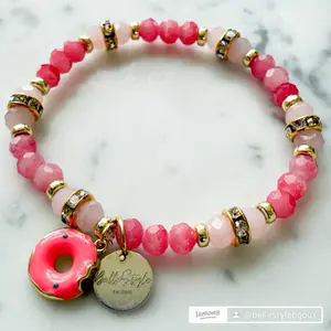 Drippy Donut Rose Quartz 925 Bracelet