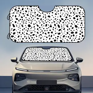 1pc, Random Black Shapes on White Print Universal Car Front Windshield Sun Visor, Polyester Fiber Material, Front Use, Simple Design, Heat Resistant, Compatible with Most Vehicles, Suitable for Daily Driving and Interior Use
