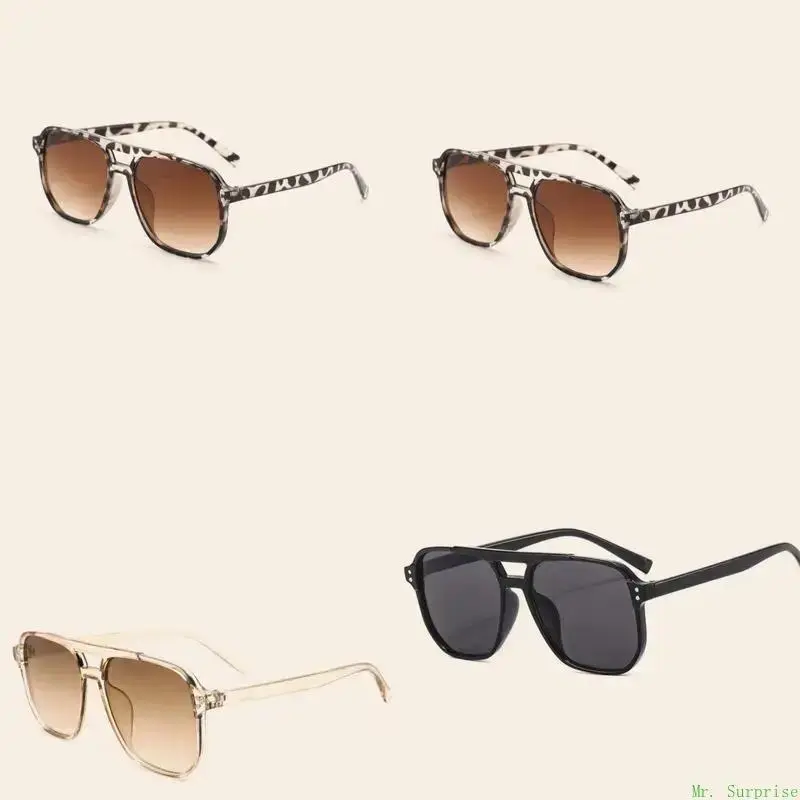 4-Pack Unisex Y2K Trendy Sunglasses - Aviator & Oversized Cat Eye Styles, UV Protection, Semi Rimless Natural Material Frames, Blue Light Blocking Lenses, Lightweight Durable Casual Eyewear for Female Daily & Outdoor Use