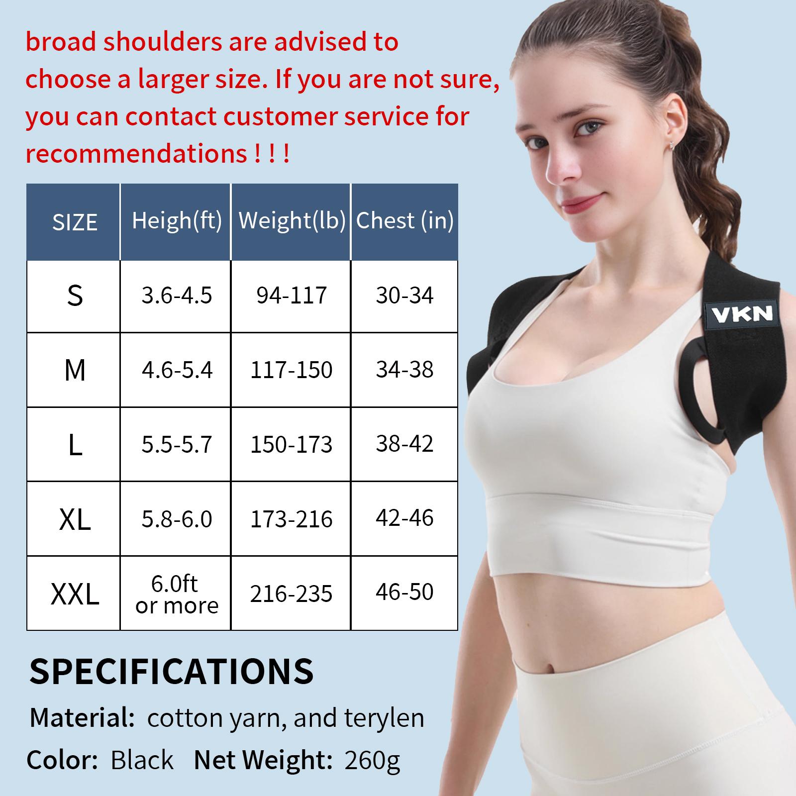 VKN Shoulder Straps - Posture Support Straps for Men & Women – Elastic Back Support, Straight Back Support, Use at Home or in Office (S-XXL)