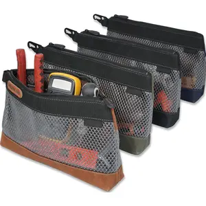 12-Inch Waxed Canvas Tool Pouches, 4 count-Set Clear Tool Pouch, Canvas Tool bags, Durable Small Tool Bag Organizer, Tool Pouches With Zipper, Clear Tool Bag With Zip
