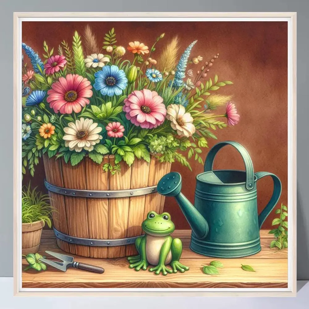 Flower Basket Pattern Diamond Arts Colorful Painting Kit without Frame, DIY 5D Diamond Arts Crafts for Bedroom Home Wall Decor