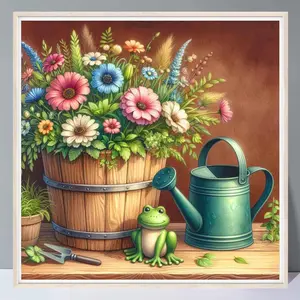 Flower Basket Pattern Diamond Arts Colorful Painting Kit without Frame, DIY 5D Diamond Arts Crafts for Bedroom Home Wall Decor
