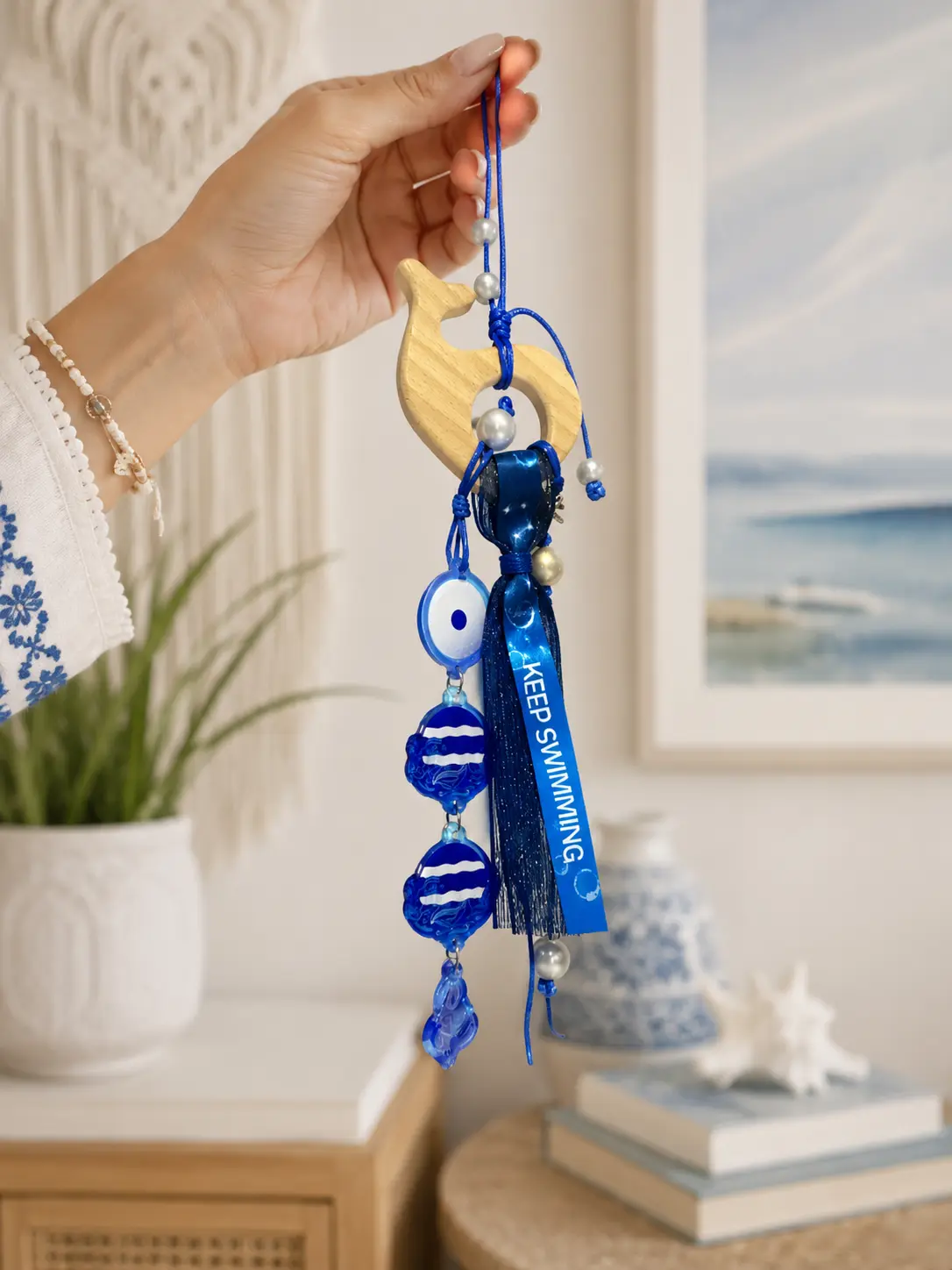 Kpop Arirang Bag Chain Keychain, Blue Beaded Bag Charm, Keychain Accessories, Purse Backpack Charm, Kpop Fan Gift