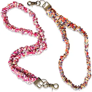 Scrunchie Lanyards with Lobster Clasp, Cute Retractable  Lanyards for Women, Elastic Stretchy Teacher Lanyard