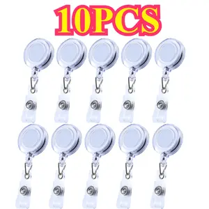 2D 10pcs Transparent Retractable Badge Holder Suitable for Nurses' ID Badge Scroll With Belt Clip Doctor's ID Chain Clip  For Use in Schools, Offices, and by Office Workers