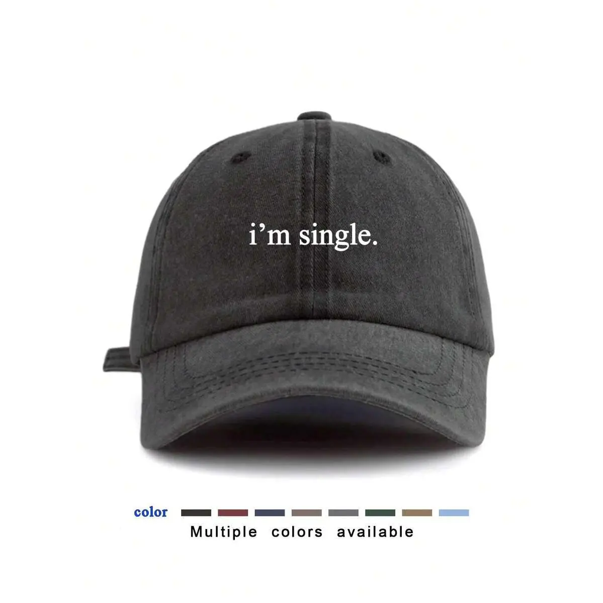Women's Minimalist Retro Washed 100% Polyester Dad Hat - Adjustable, Lightweight, Comfortable, "I'm Single" Graphic, Dadcore, Old-Style Streetwear, Outdoor Hat for Outdoor Activities, Everyday Street Style, 100% Polyester Hats, Dadcore Hats