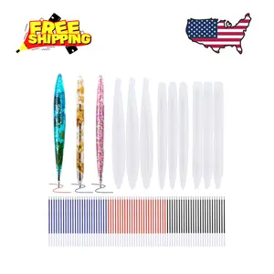 9 Pieces Pen Resin Mold, Epoxy Resin Molds with 75 Pieces Ink Pen Refills