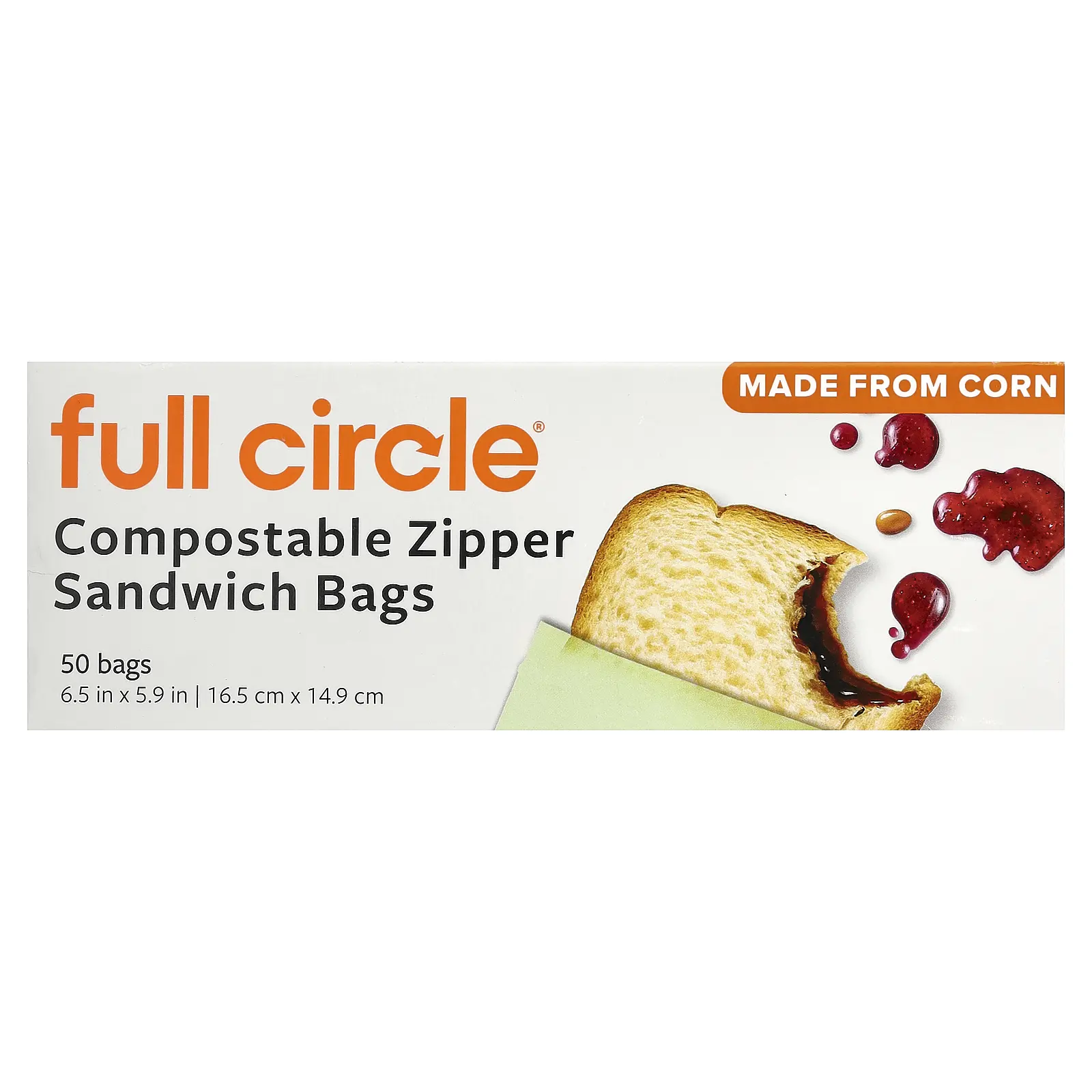 Full Circle Compostable Zipper Sandwich Bags, 50 Bags