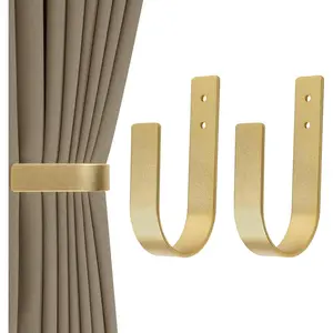 2 Pack Modern Curtain Holdbacks Curtain Tiebacks Wall Mount Solid Aluminum U Shaped Curtain Wall Hooks Curtain Pull Backs Curtain Holders Curtain Tie Backs for Curtain (2, )