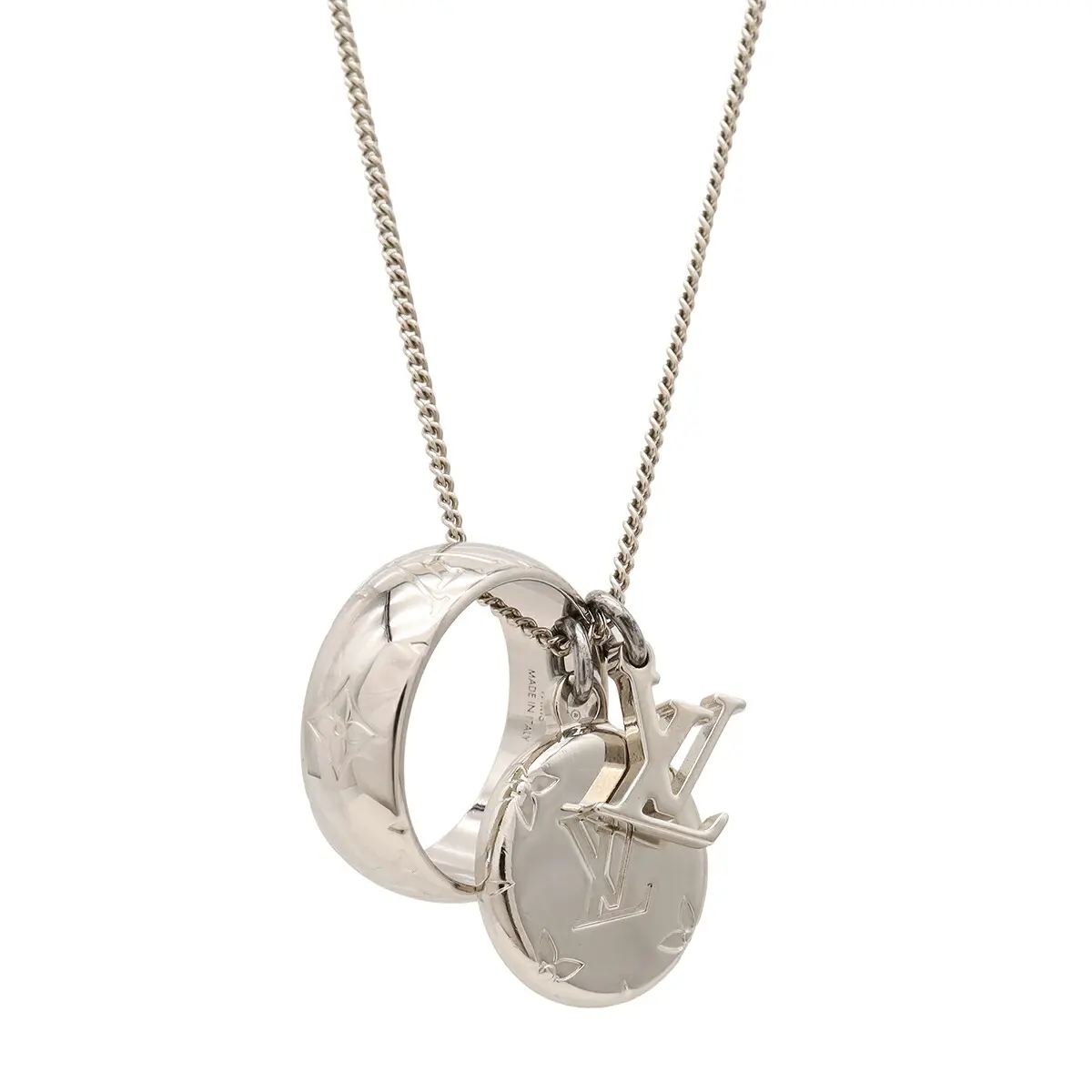 Pre-owned Louis Vuitton Iron Small Leather Goods Ring Necklace Monogram Necklace