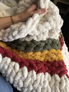 Canyon Ridge Chunky Knit Blanket – Earth Tone Stripe Chenille Throw, 45" x 60"