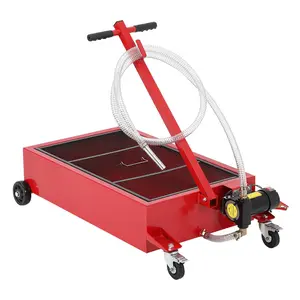 Low Profile Oil Drain Pan 12V, 20-Gallon Metal Oil Change Pan Cart with 180W Electric Pump, 8FT Hose & Folding Handle for Cars, SUVs, Trucks, Buses