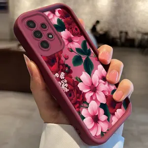 Elegant Red Floral Pattern Phone Case for Samsung Galaxy S26 S25 S24 S23 S22 S21 Fe Plus Ultra A13 A14 A15 A16 A17 A33 A34 A35 A36 A52 A53 A54 Note20, Shockproof And Durable, Stylish Design, TPU Protective