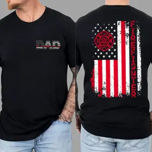 Made in USA Red Line Firefighter Unisex T Shirt, Fireman Dad Fathers Day Graphic Tee, Hero Service Pride Apparel, Firefighter Family Support Gift