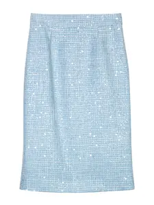 Women's Glitter Sequin Decor Tweed Skirt, Elegant Fashion Long Fitted Skirt for Daily Outdoor Wear, Women's Bottoms for Spring & Fall, Casual Streetwear Skirt