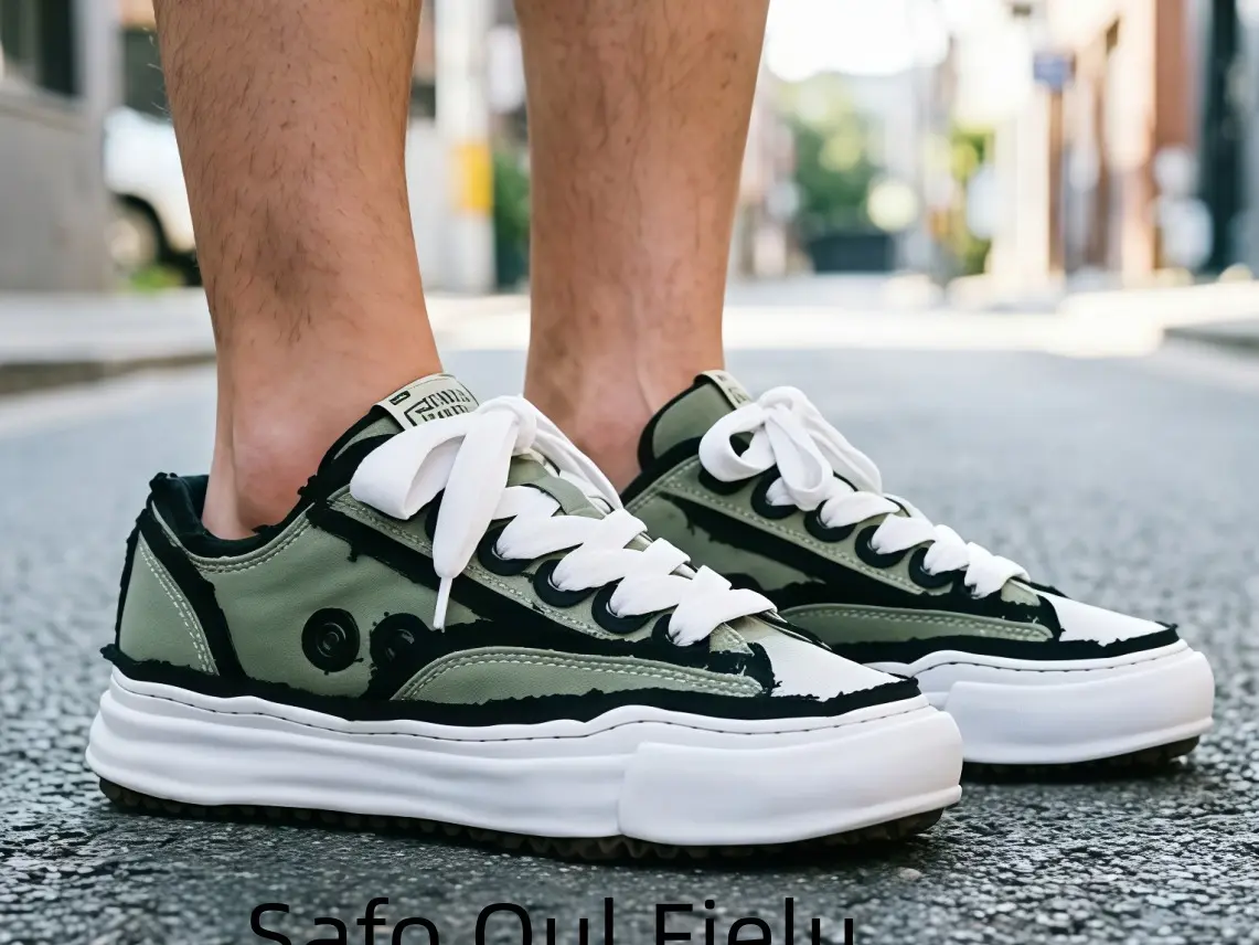 Classic Olive Platform Sneakers with Avant-Garde Silhouette – Unisex Street Style Shoes for Pairing with Jeans, Shorts, or Joggers