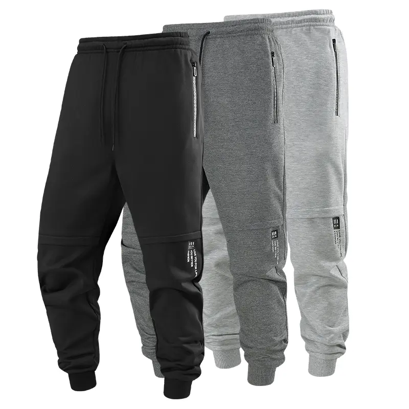 Men’s 3-Piece Streetwear Jogger Set - Solid Color, Elastic Waist, Retro Style, Casual Athletic Joggers, All-Season Loose-Fit Drawstring Baggy Wide Leg Sweatpants Slacks