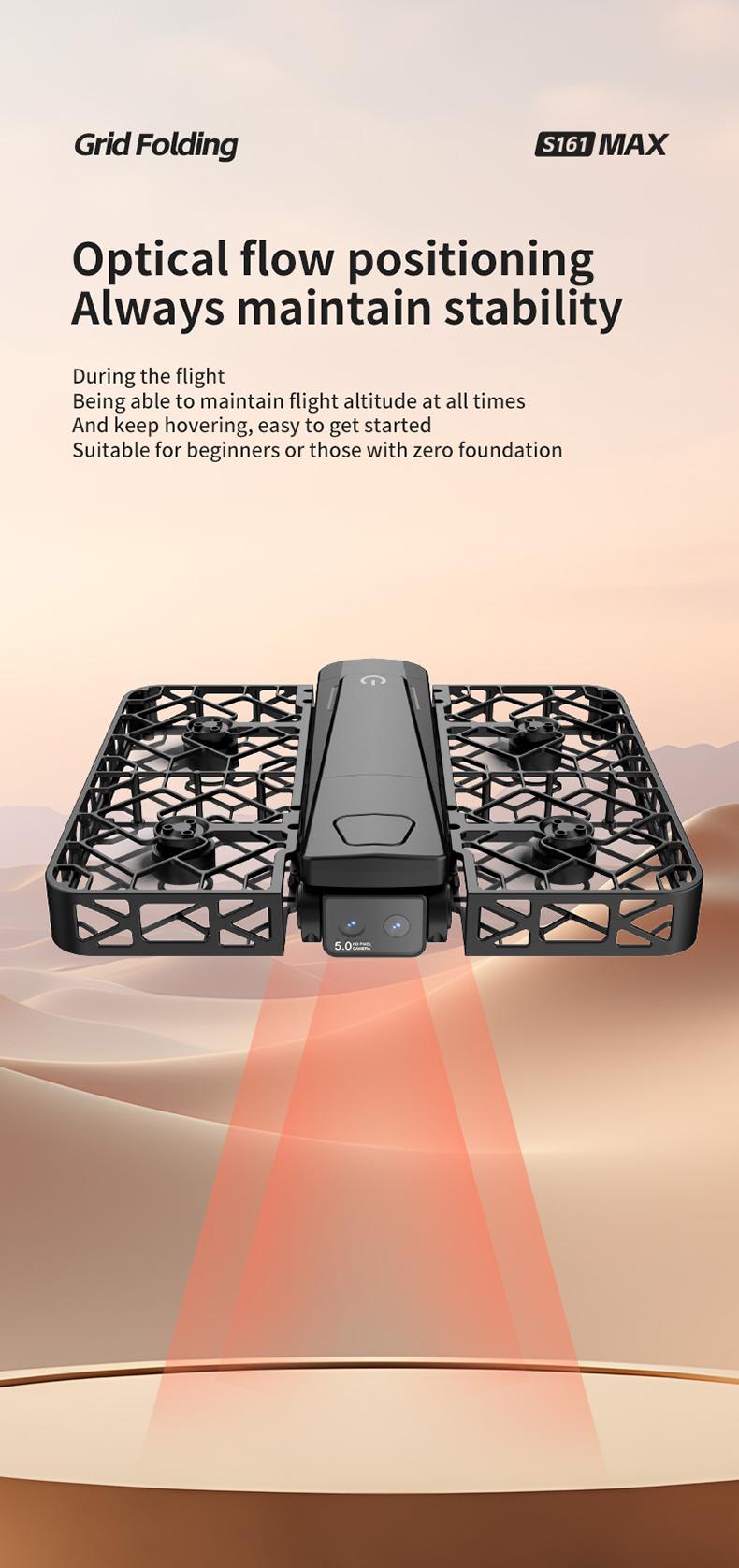 Folding Selfie Drone with HD Camera Gesture Control & Auto Follow Me Quadcopter for Adults Gesture Control, Waypoint Flight, Stunt Mode, 360° Protection, One-Key Operation foldable optical flow positioning obstacle avoidance