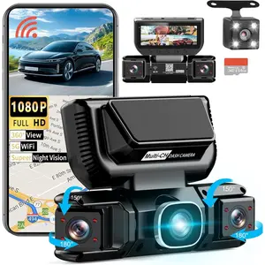 360  View 4  Dash Cam 5G WiFi & APP Control,   Front and Rear Inside, Left Right Dash Camera for  Free 64GB TF Card, G-Sensor, Night Vision, 24H Parking Mode