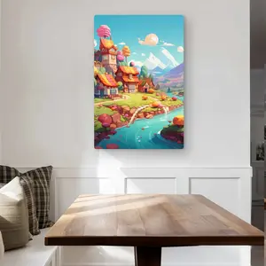 MWW C1MP2436K00B9G 24 x 36 in. Sweet Town - Orange Metal Print Wall Art for Home Decor - Vibrant Art