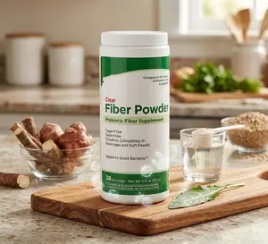 Clear Prebiotic Fiber Powder Supplement for Digestive Health - Tasteless, Sugar Free Formula - 38 Servings, 5.4 Ounces (248g), Ideal for Adults & Children 6 & Up