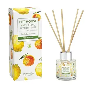 One Fur All, Pet House Reed Diffuser - Long Lasting Pet Odor Oil Diffuser - Non-Toxic Eco-Friendly Reed Diffuser Set & Diffuser Sticks - Air Freshening Scented Diffuser for Home (Fresh Citrus)