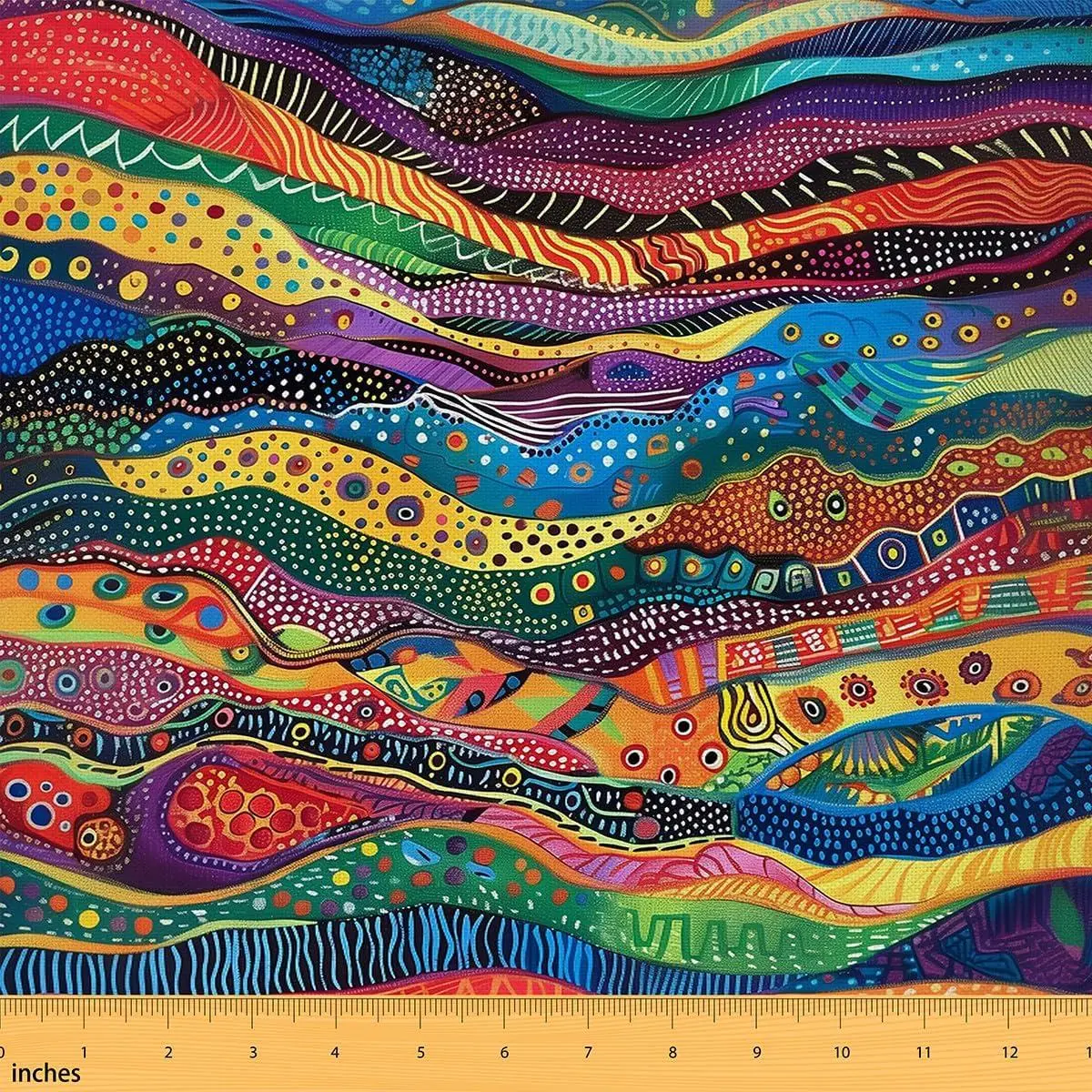 Boho Abstract Decor Raibow Stripe Flannel Fabric Men Women Aesthetic Oil Paiting Orange Yellow Upholstery Decor DIY Art Soft Not Stretchy Decor
