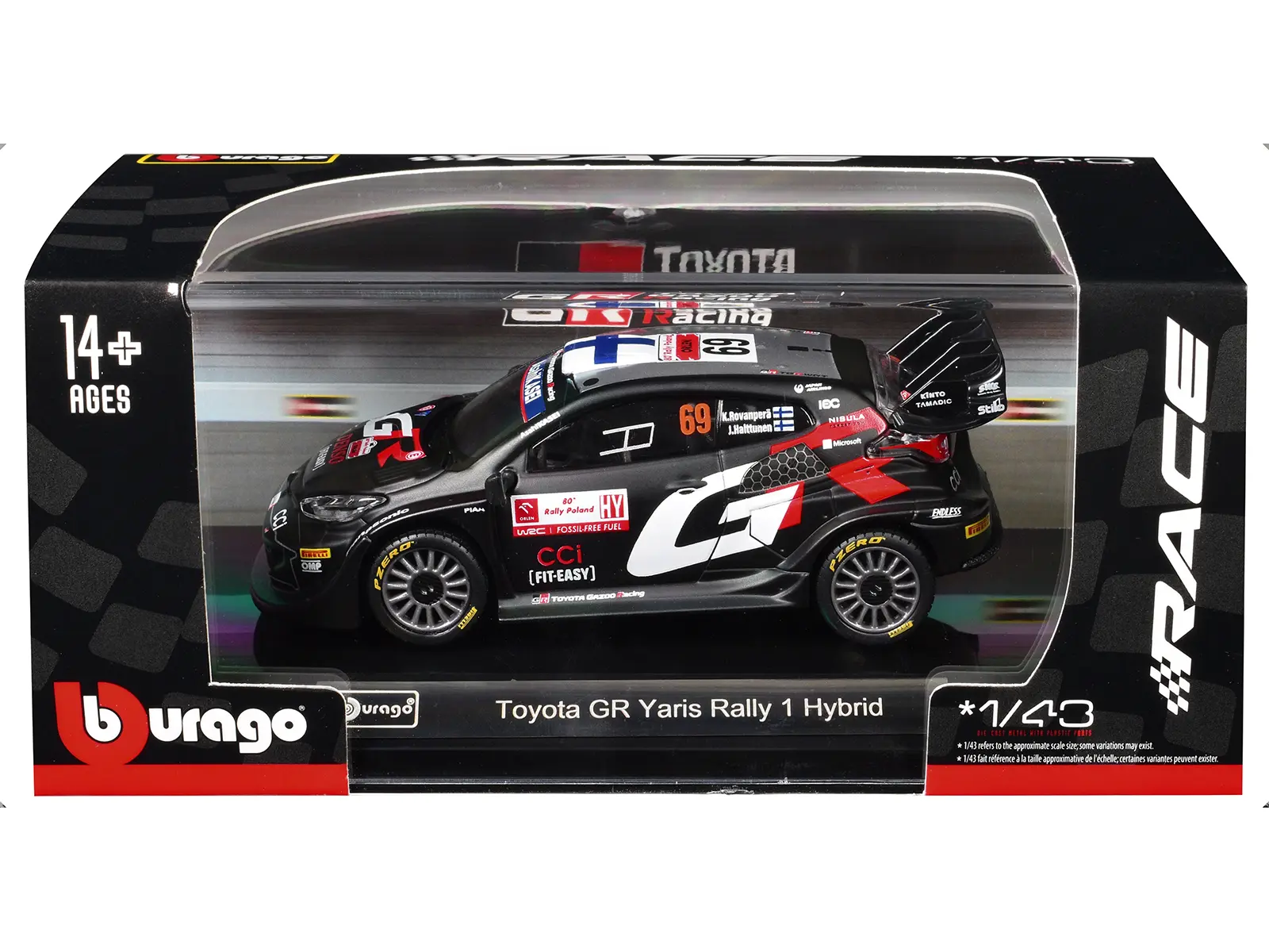 Toyota GR Yaris Rally1 Hybrid #69 "Toyota Gazoo Racing WRT" "World Rally Championship" (2024) 1/43 Diecast Model Car by Bburago