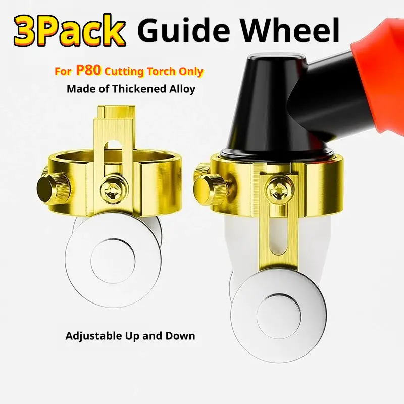 3-Pack P80/P-80 Style Plasma Cutter Roller Guide Wheel Spacers with 3 Guide Wheels - Fits P80 Cutting Torch, Circle Cutting Compass Stand-Off, 2-Screw Positioning for Pilot Arc Starting, Precision Results