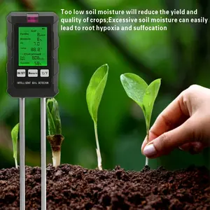 6-in-1 Soil Fertility Tester Instant Nitrogen, Phosphorus, Potassium, Moisture, Temperature, and Light Measurement, 9x2.4x 2inch Plastic, Battery Powered, Suitable for Garden, Lawn, Farm, Plant Maintenance | Soil Moisture Sensor