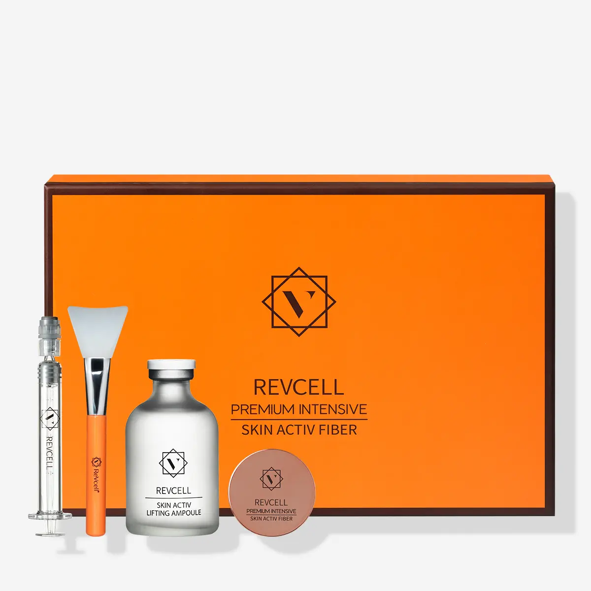 REVCELL Premium Intensive Skin Activ Fiber (+Kit) Lifting Ampoule Set - Collagen Peptide Firming & Hydrating Serum Kit 55ml