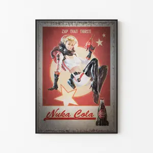 [New Gaming Decor - Sale Up To 40%] [Unframe] Fallout Zap That Thirst Poster, Vintage Nuka-Cola Style Wall Art, Retro Wasteland Artwork, Gaming Room Decor, Fallout Collector Gift