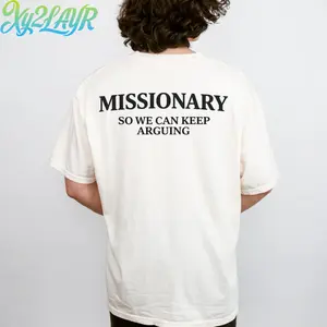 Gildan SoftStyle Men's Crew Neck T-Shirt Missionary So We Can Keep Arguing Funny Couples Humor Tee Trendy Graphic Gift for Friends - Casual, Fabric
