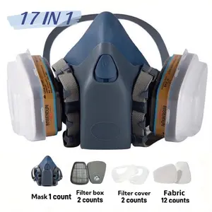 Reusable Respirator Mask Set with Dual Filters, 17-In-1/19-In-1/29-In-1 Kit, Dustproof Chemical Protection, Ideal for Painting & DIY