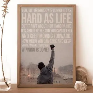 Embrace the Champion’s Spirit Rocky Balboa Quote Wall Art, Motivational Movie Poster, Gym or Office Decor, Effortless Canvas Print Ready to Hang