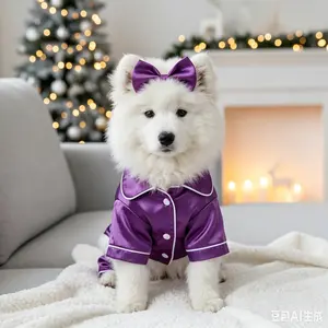 Beautiful Pet pajamas suitable for pets such as Teddy Bears, Bichon Frises, Pomeranians, Poodles, and Bulldogs. Made of comfortable silk, these pajamas include headbands to relieve stress and anxiet # Cute Pet Pajamas # Instagram Viral Pet Outfits # Loung