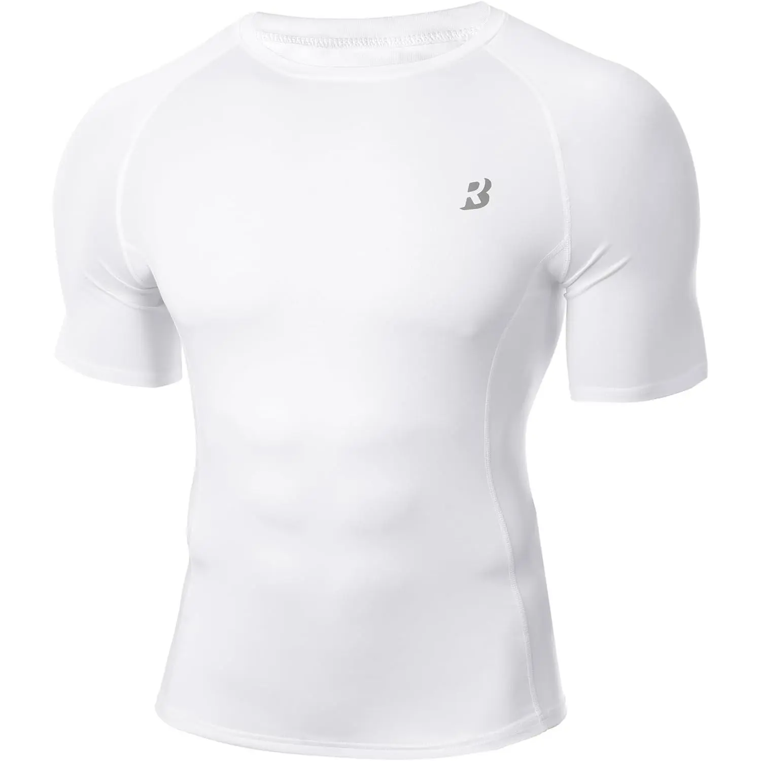 Men's Short Sleeve Compression Shirt, Fitted Quick Dry Athletic Base Layer with 4-Way Stretch for Workouts and Muscle Support, Male, Body-Hugger, Four-Way Stretch