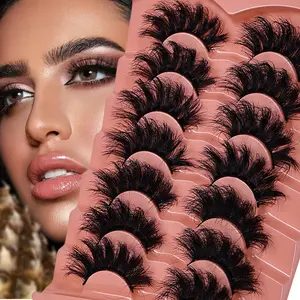 7 Pairs Eyelashes Faux Mink Eyelashes Long Lasting Fluffy Mink Lashes Volume False Eyelashes Dramatic Volume Lashes Extension Thick Long