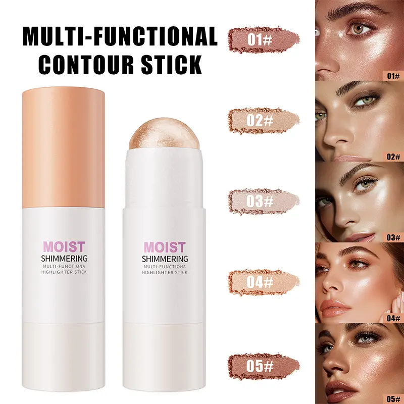 Moist Shimmering Highlight Stick, Easy Glide Cream Contour for Natural Radiant Glow, Portable Makeup Stick for Everyday Use.