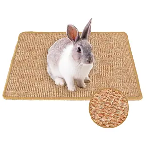 Natural Sisal Rabbit Scratching Pad - 16x12 Inch Chew Mat for Bunny Claw & Teeth Care, Small Animal Chew Toy Bed & Play Mat for Biting, Sleeping, Nesting