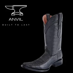 Genuine Braided Bullneck Boots on 3X Aladino  Black