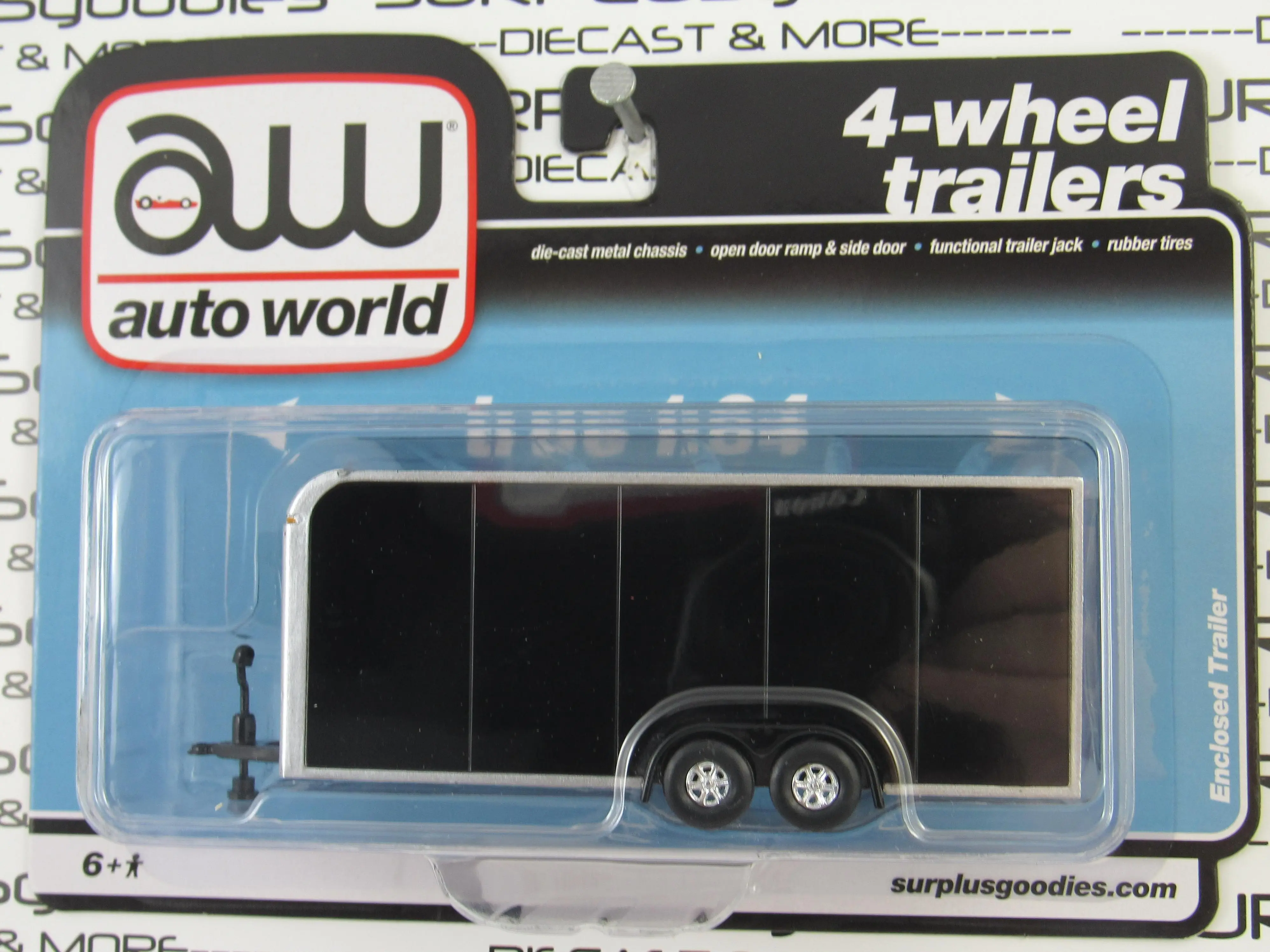 2026 Auto World 1:64 SURPLUSgoodies Exclusive: BLACK Car/Truck ENCLOSED TRAILER