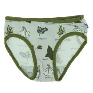 Print Girl Underwear in Aloe Herbs with Pesto