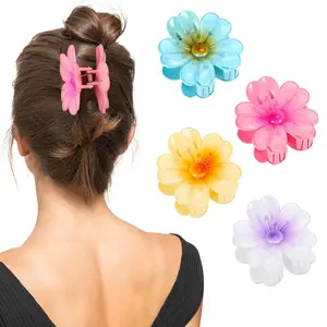 4 Pack Flower Hair Clips for Women, Preppy Flower Claw Clips, Cute Hawaiian Flower Hair Clips, Summer Accessories for Thick Hair & Thin Hair, Gifts for Women Teen Girls