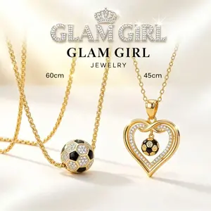 2PCS Soccer Ball Couple Necklaces, 18K Gold Plated Cubic Zirconia Heart Infinity Pendant, Matching Football Jewelry for Soccer Lovers, No Tarnish Game Day Accessory
